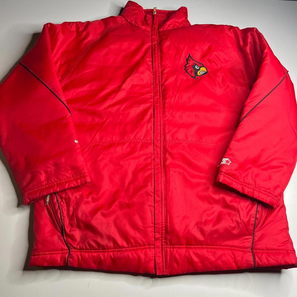 Vintage Starter‎ Louisville Cardinals Jacket Men’s L Red Puffer NCAA Zip